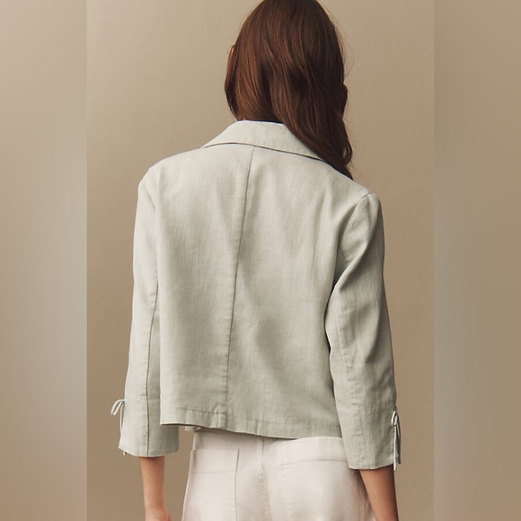 NWT! Anthropologie Sky DOLAN Linen Bow Detail Blazer - Size Medium 🐬 - Picture 2 of 7